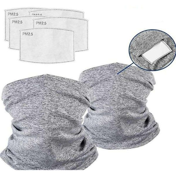 

5 layers face protection filter scarf neck bandana circle loop summer sun protective neck tube ring scarves men headwear face mask t3vry, Blue;gray