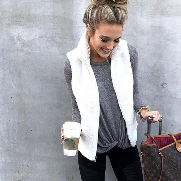 

autumn winter sleeveless vest women long vest female waistcoat sleeveless jacket women fleece fur vests chalecos para mujer 20191, Black;white
