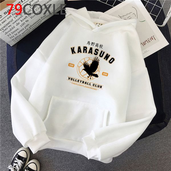 

cartoon haikyuu hoodies men funny japanese anime streetwear harajuku karasuno fly high graphic sweatshirts male, Black