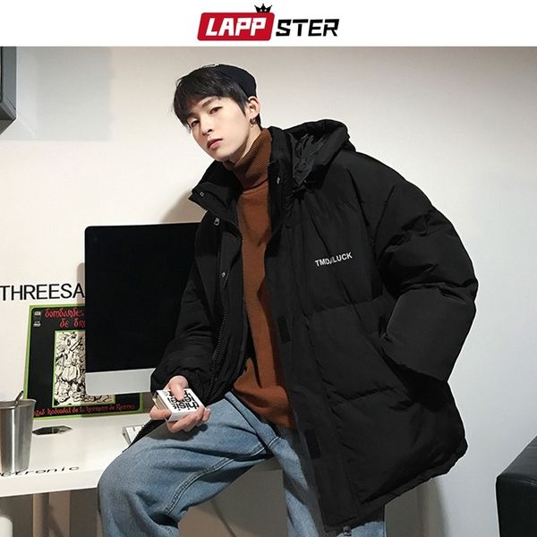 

lappster men black streetwear bubble coat winter jackets mens korean hooded puffer jacket coats male harajuku hip hop parka 201028