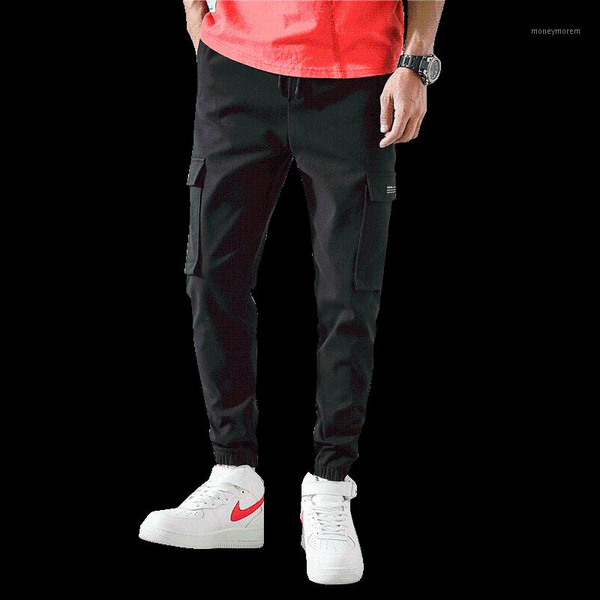 

men's pants cargo men mul-pocket skinny streetwear pencil harem fitness jogger casual trousers1, Black