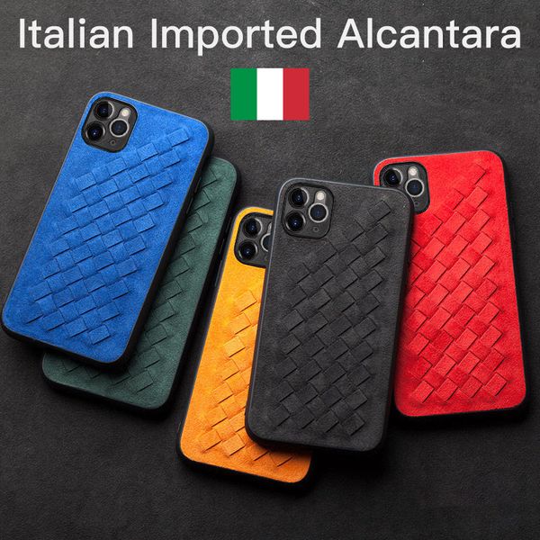 

ymw alcantara weave case for iphone 11 12 pro xr xs max 7 8 plus luxury artificial leather phone cases x se 2020 cover