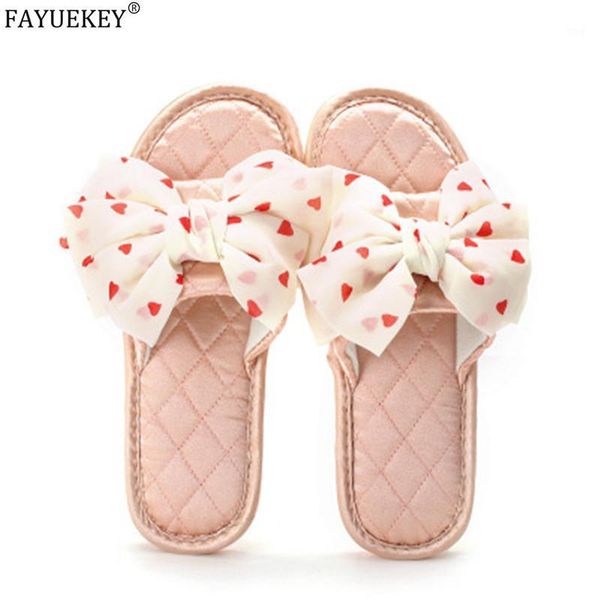 

slippers fayuekey women summer indoor shoes home flax polka dot bow ladies casual flat slides female flip flop1, Black