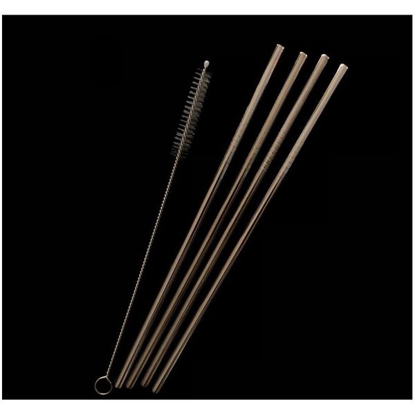 

combination customized bag packing 4+1 reusable stainless steel drinking straws set metal straws set with wmtuvg pthome