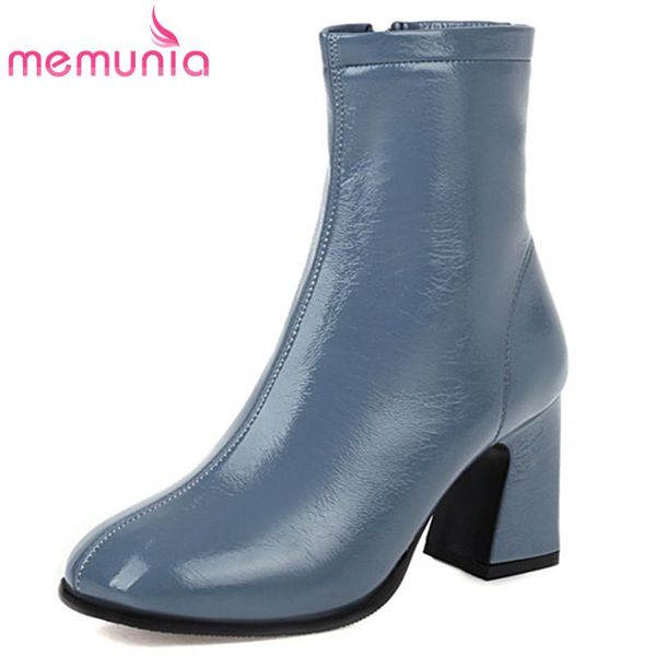 

memunia 2020 big size 44 ankle boots women round toe zip high heel dress office shoes autumn winter short boots woman black