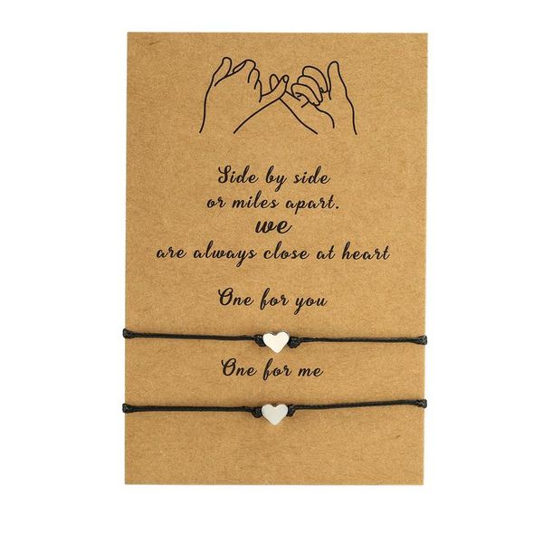 

charm bracelets fashion braided black rope heart bracelet for women men 2021 wish card friendship jewelry gift dropship, Golden;silver