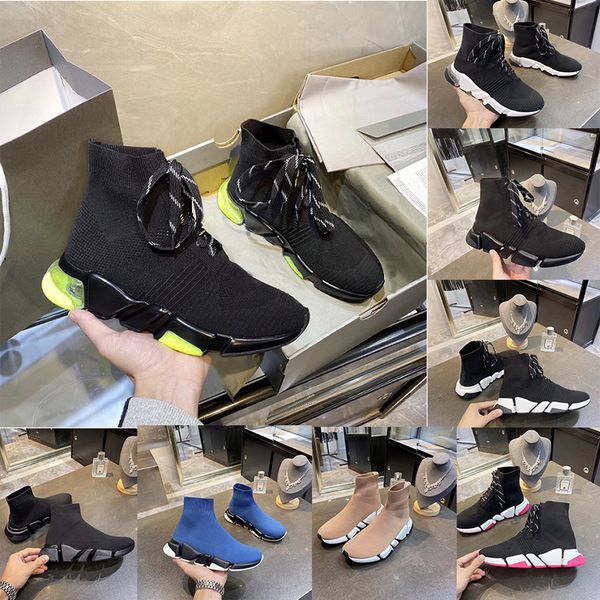 

sock runners socks speed 2.0 trainers knit paris lace-up sock shoes sock knit triple s boots trainers runner sneakers size 35-45, Black