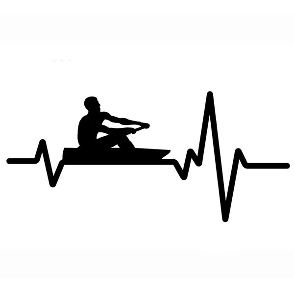 

16.1cm*7.4cm crew rowing paddle canoe kayak heartbeat decal vinyl black/silver car sticker c22-1239