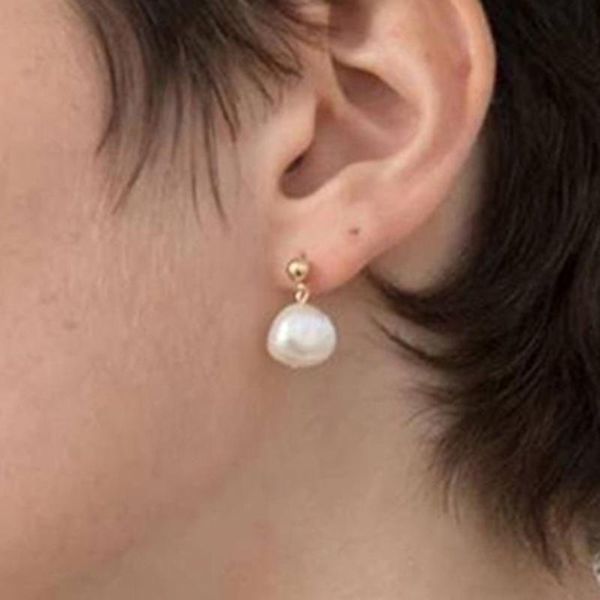 

handmade pearl earrings minimalism 14k gold filled earrings brincos oorbellen pendientes boho vintage jewelry women, Golden;silver