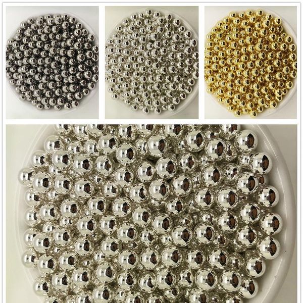 

new diy 4/5/6/8/10mm gold acrylic no hole round pearl spacer jlltek, Black