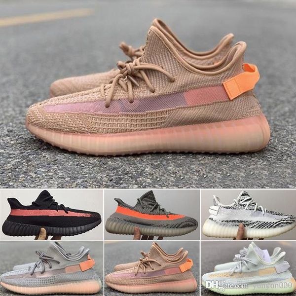 

2018 wholesale kanye west v2 clay orange shoes mens women sport sneakers zebra cream whtie bred sesame shoes