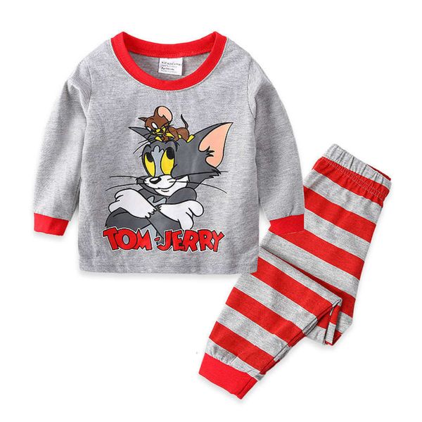 

years new cotton long sve 2-7 old home wear spring and autumn boys' suit children's pajamas, Blue;red