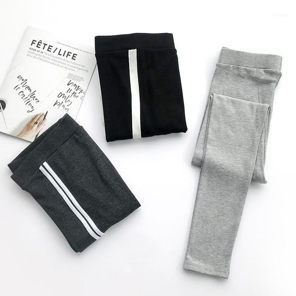 

women's high waist slim-fit high-elastic tights cotton plain fabric was thin tight tight running sport fitness pants1, Black