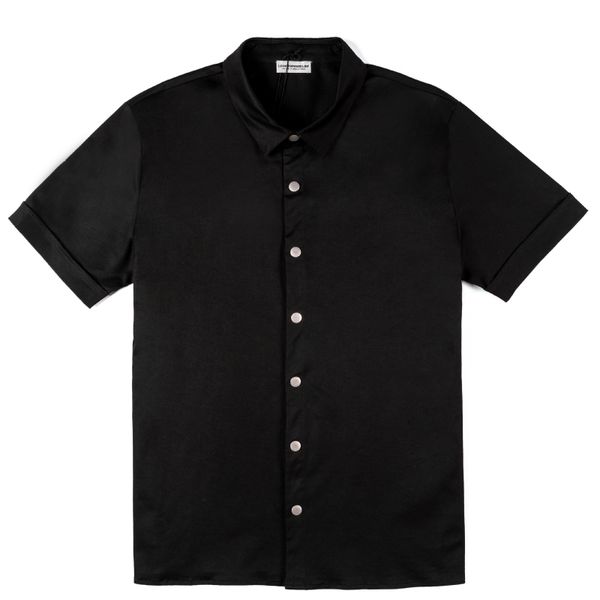 

men's twill polos shirt black loose metal buckle print cotton round neck black t-shirt a basic, White;black