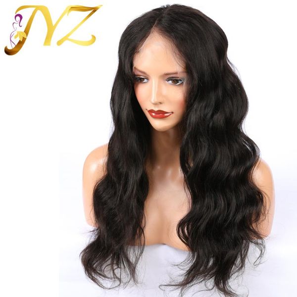 

lace wigs jyz pre-plucked front human hair with baby body wave 13* 4 brazilian remy bleached knots, Black;brown