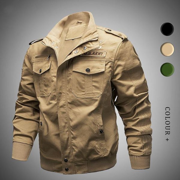 

100% cotton men jackets spring men's army jacket embroidery autumn zip up coat brand bomber jacket large size 5xl 6xl, Black;brown