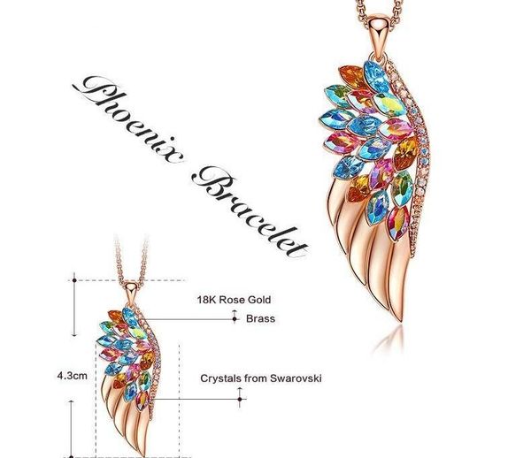 

cross-border west dell europe and the united states new fashion wing pendant necklace using crystal elements11, Silver