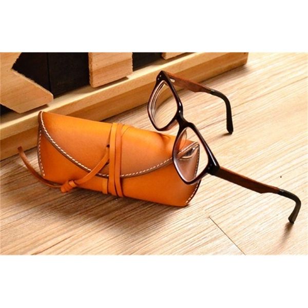 

2019 sale new colored lenses for eyes leather glasses case vintage roping package genuine box sunglasses bag handmade goods t200505