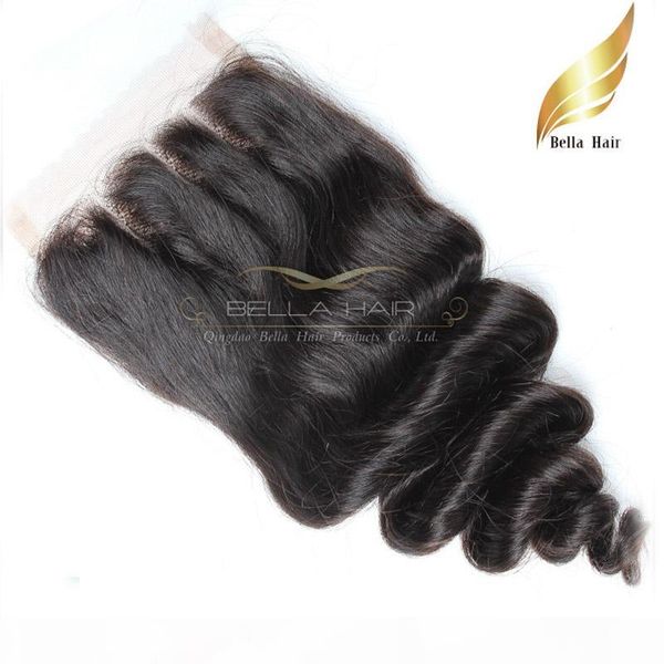 

lace closure 3raie cheveux tissages reine cheveux malaisiens vierges cheveux humaines closure 4x4" loose wave couleur naturelle bella h, Black;brown