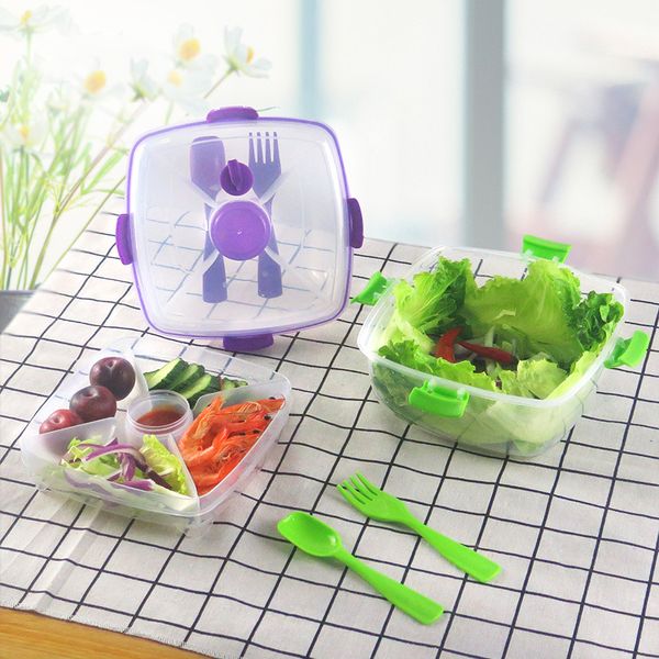 Baispo Plastic Lunch Box Пищевая Контейнер Портативная кухня Хранение Организация Студент Дети Лендонасник Овощной Фруктовый рис Салат 201030