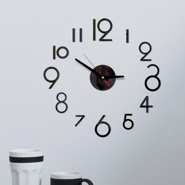 

battery operated simple diy acrylic mirror gifts wall clock modern full digital large decorative silent for home bedroom