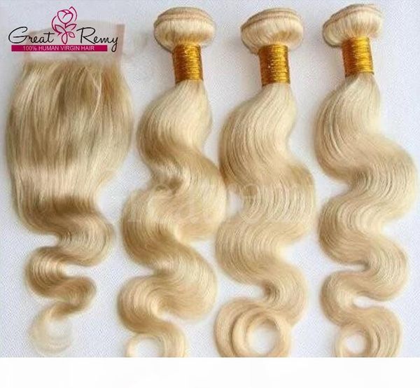 

honey blonde 613 human hair weave wave brazilian body wave 3pcs virgin hair bundles with 613 closures greatremy factory customizable, Black