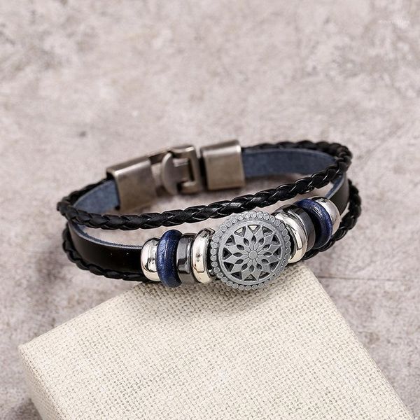 

gothic punk jewelry retro leather bracelet for men women fashion jewelry handmade for men women1, Golden;silver