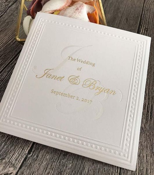 

custom emboss and foil print wedding invitations with envelope ca0664