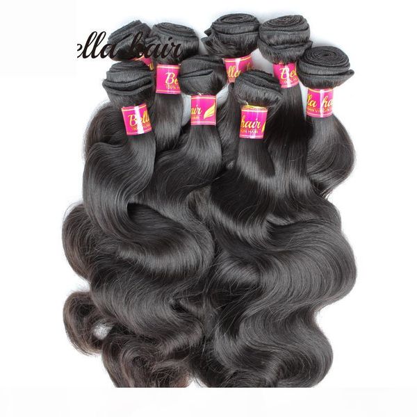 

bella hair 8a 10pcs body wave bundles 8-30inch unprocessed brazilian virgin human hair extension weaves natural color ing, Black
