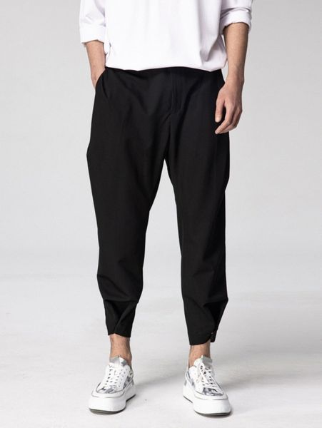 

men slant pocket crop pants 75r9#, Black