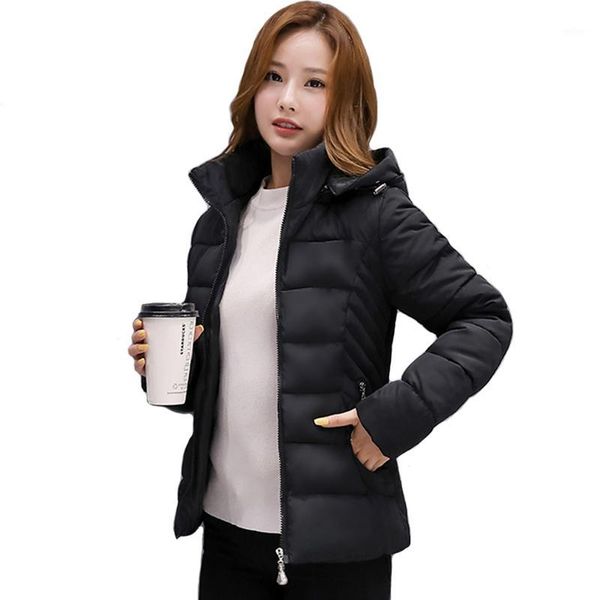 

2019 winter jacket women hooded slim short ladies basic jacket outwear padded autumn female coat casaco feminino1, Black;brown