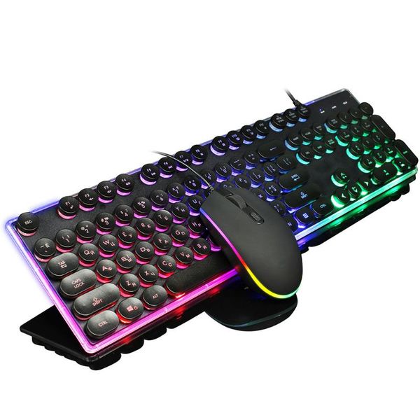 

keyboard mouse combos v300 russian gaming 1600 dpi silent set rgb and suit with rainbow backlight led lights for pc