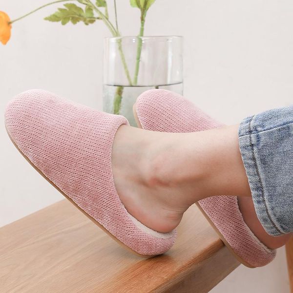 

female winter slippers warm plush thick platform shoes woman men indoor home slippers soft sole couples house floor slipper, Black