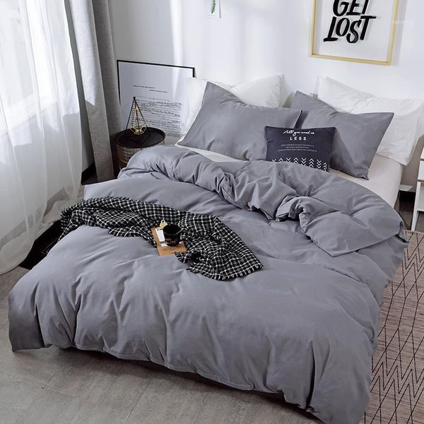 

duvet cover king size simple  size bedding set solid color comforter bed sets1