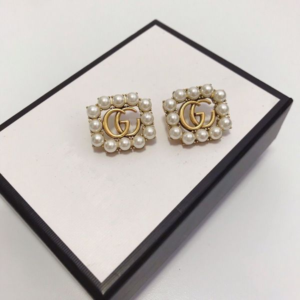 

g family / gujia double g pearl earrings fashion style and high quality, Golden
