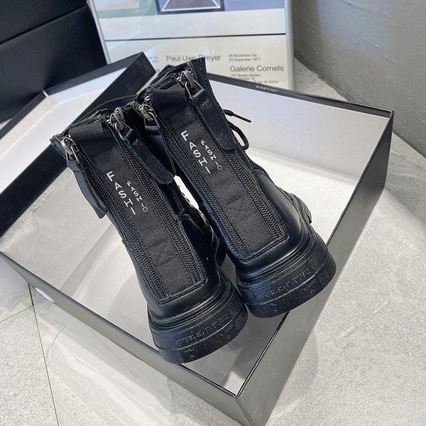 

2020 осень новых женщин ботинки вскользь ботинок холстины способа пряжки мотоцикла сапоги, Black