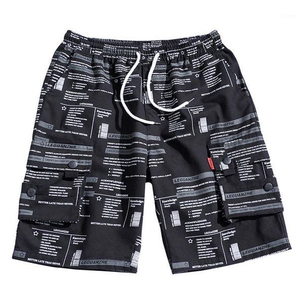

workout men fitness shorts cargo casual waist stretch summer beach pant large size male loose shorts printed thin trouser kk60nd1, White;black