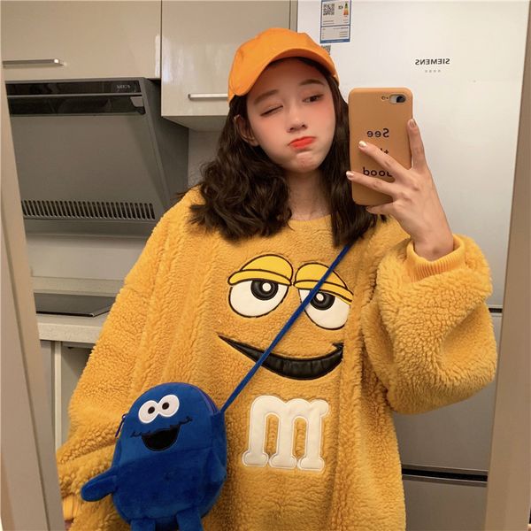 

2021 new winter women hoodie sweatshirt cartoons print long sleeve sweat casual thick oversize ladies pullover female e5gf, Black