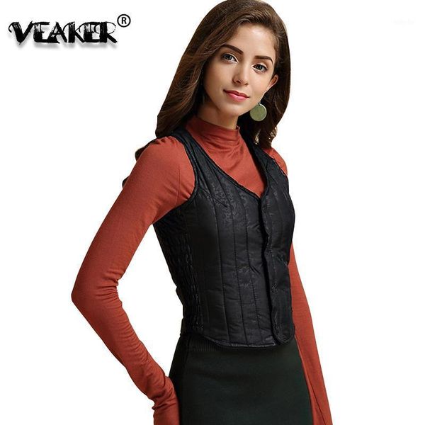 

4 colors women down vest women winter vests ultralight jacket vest autumn slim coat jackets lace flower print waistcoat 2xl1, Black;white