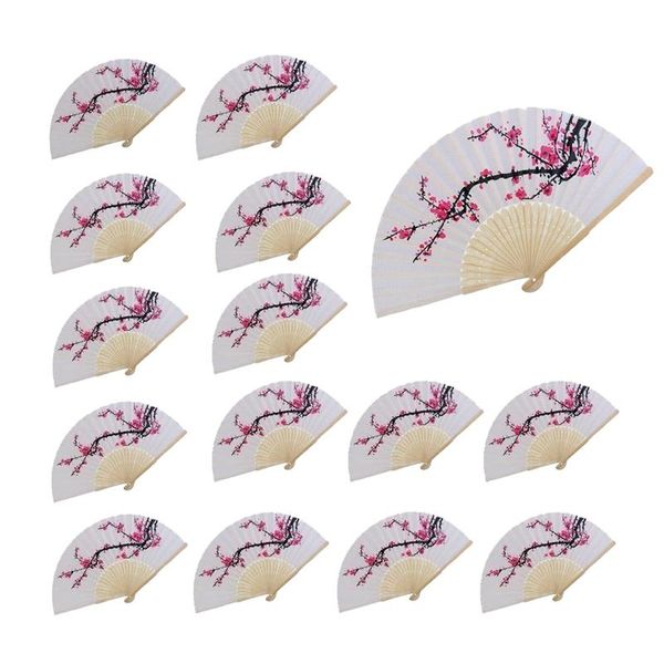 

party favor 15 pcs delicate plum blossom design folding hand fan wedding gifts,ladies, church gift, favors, diy cnim