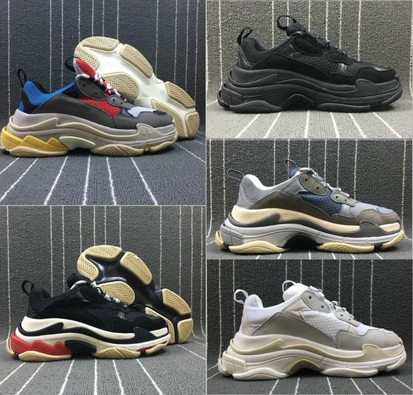 

2020 новая мода париж 17fw повседневный низкая платформа кроссовки тройной s белый черный мужские женские дизайнерские спортивные тренажеры, Black