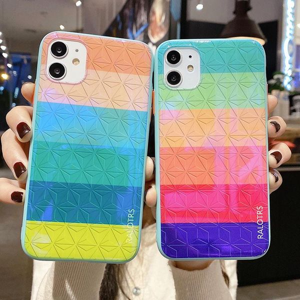 

градиент радуга лазерный телефон чехол для iphone 11 11pro max xr xs max x xs 7 8 plus 11pro геометрический узор candy yxlqxr cases2010
