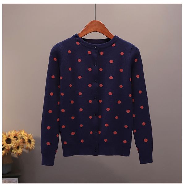 

2021 new polk dot knitted autumn winter outwear women sweater thick warm female casual cardigan 6gbb, White;black
