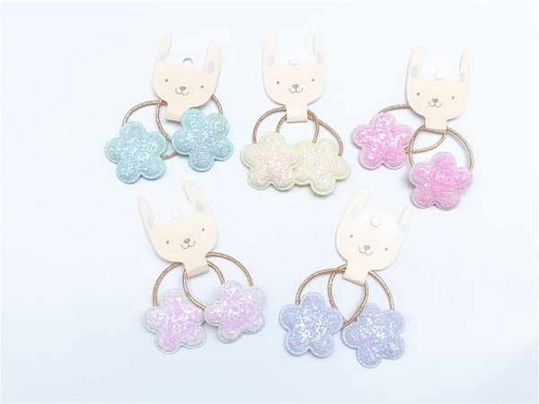 

hair accessories boutique 10pairs fashion cute glitter flower ties solid floral elastic bands princess headwear ins accessories1, Slivery;white