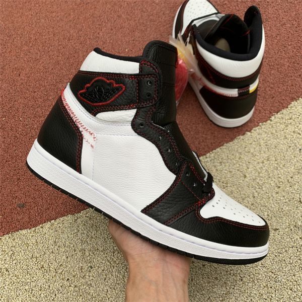

jumpman 1 retro high running shoes sneakers defiant white black gym red cd6579-071 men genuine leather shoes big kids boys basketball shoes