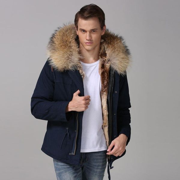 

navy cotton warm shell mens short casual winter outerwear faux fur lined discount shelling, Black