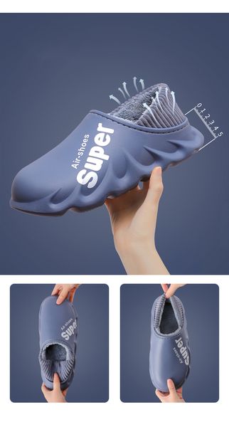 

wholesale waterproof winter slippers for men women dark blue orange red coffee non-slip cotton slides indoor outdoor size 36-45