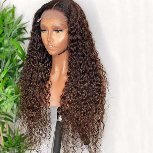 

#2 darkest brown curly brazilian virgin human hair lace front wigs for women 360 lace frontal 180density hair wigs full lace wig, Black