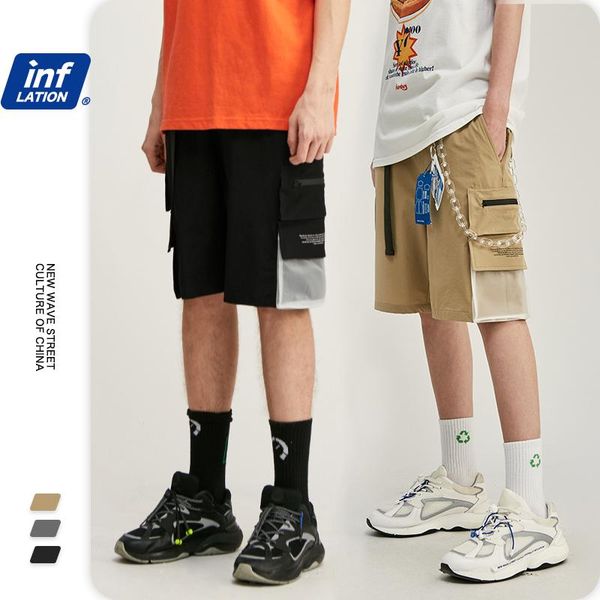 

inflation elastic waist men shorter shorts hip hop men harem pants with pocket casual shorts streetwear mens 3006s20, White;black