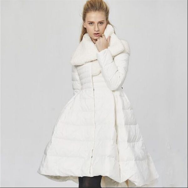 

2021 high fashion quality new women winter from white down parkas big turn-down collar gross women's jacket yslq, Black